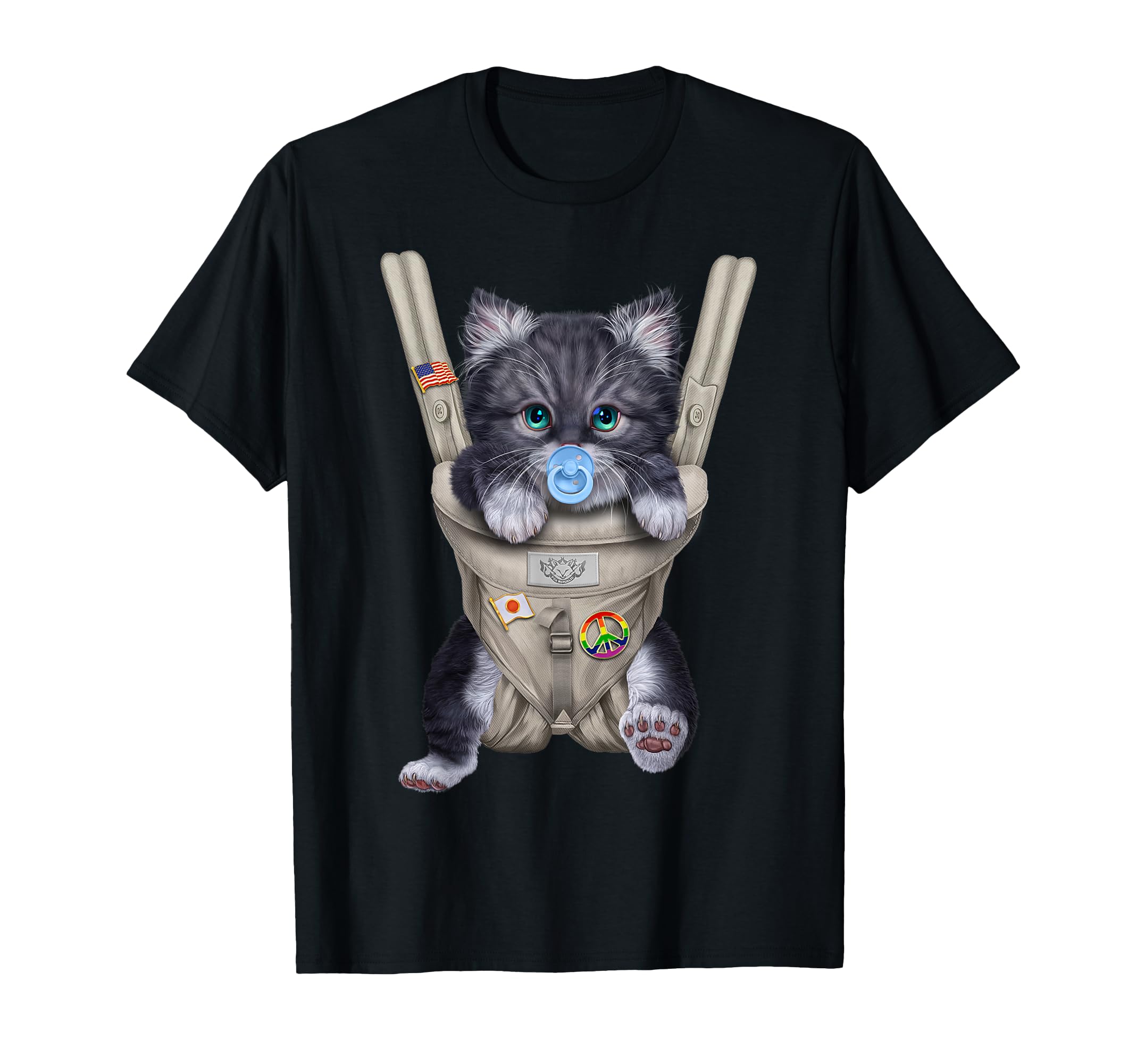 Amazon | グレー 猫 ねこ 抱っこ 抱っこ紐 おしゃぶり Tシャツ